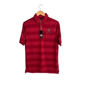 NWT Chase 54 Red Maroon Striped SS Size Small Logo LC